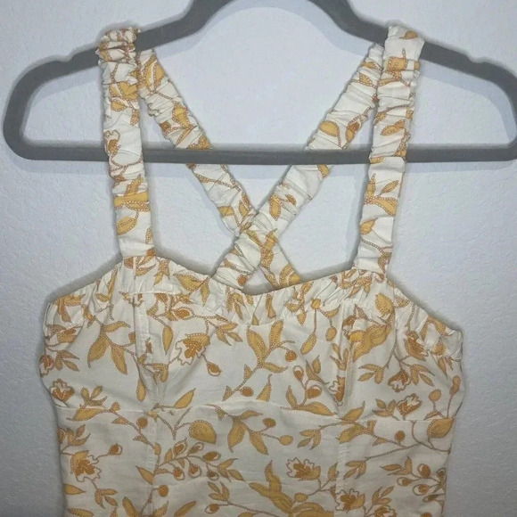 Anthropologie Maeve Womens Sweetheart Mini Floral Dress Orange And White Small - Picture 9 of 13